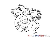 Monkey printable Coloring Pages Christmas