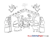 Nativity free Colouring Page Christmas