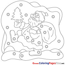 New Year Santa Claus Children Christmas Colouring Page