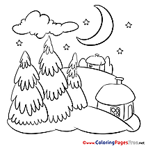 Night Kids Christmas Coloring Pages