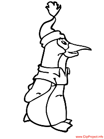 Penguin colouring page for Christmas