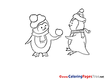 Penguins printable Christmas Coloring Sheets