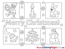 Picture Rabbit Snowman Coloring Sheets Christmas free