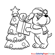 Puppy Colouring Sheet download Christmas