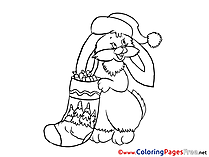 Rabbit Children Christmas Colouring Page