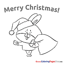 Rabbit for Kids Christmas Colouring Page