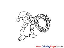 Rabbit free Christmas Coloring Sheets