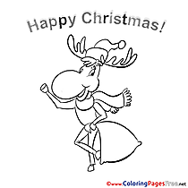 Scarf Deer Colouring Sheet download Christmas