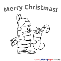 Scarf Rabbit printable Christmas Coloring Sheets
