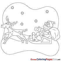 Snow Deer Santa Claus Kids Christmas Coloring Pages