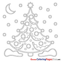 Snow Night Tree Christmas Coloring Pages free