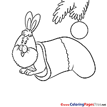 Sock Hare Coloring Sheets Christmas free