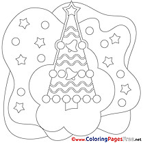 Stars Tree Children Christmas Colouring Page