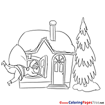 Window Santa Claus Christmas Colouring Sheet free