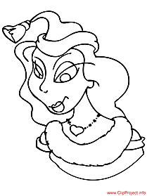 Woman coloring sheet for Christmas