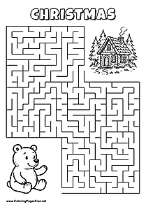 Printable Maze 'The bear is looking for the way to the house in the woods'