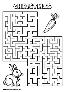 Printable Maze 'The bunny is looking for the way to the carrot'