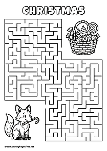 Printable Maze 'The fox is looking for the way to the tree hollow'