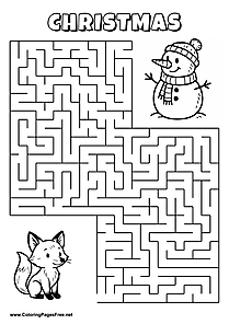 Printable Maze 'The fox with a gift is looking for the way to the party'