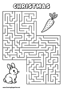 Printable Maze 'The rabbit is looking for the way to the carrot'