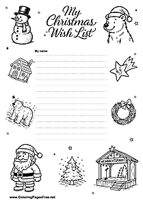 Cartoon Christmas Wish List PDF