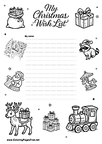 Christmas List with Cartoon Ornaments