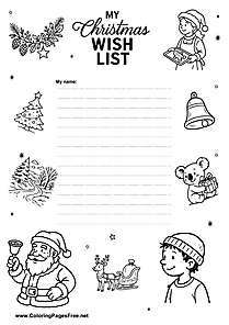 Christmas Wish List Template for Kids