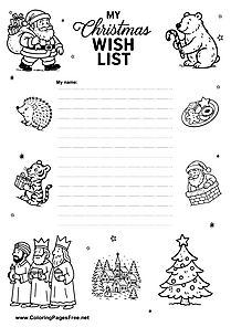 Christmas Wish List with Cartoon Art