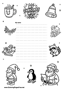 Christmas Wish List with Comic Motifs