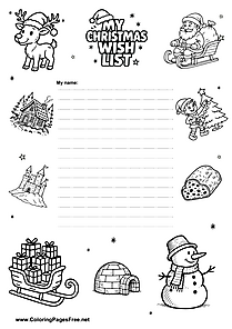Free Wish List Coloring and Printing Template