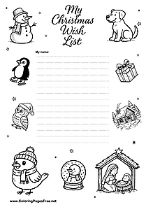 Free Wish List with Holiday Design