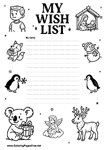 Printable Wish List with Holiday Motifs