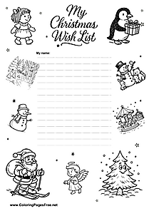 Santa Wish List Print Template