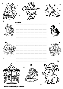 Santa Wish List with Holiday Design