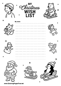 Wish List Coloring A4 Template