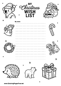 Wish List Coloring Template