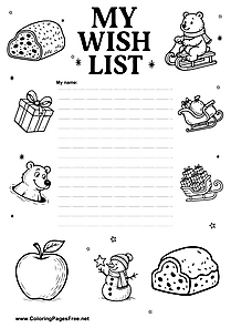 Wish List Coloring Template Free
