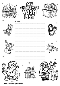 Wish List Printable Black and White