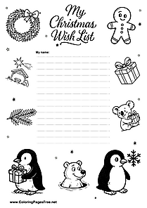 Wish List Template with Snow Background