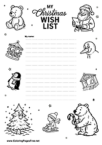 Wish List Template with Snowflakes
