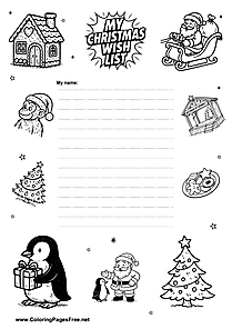 Wish List with Christmas Motifs Free
