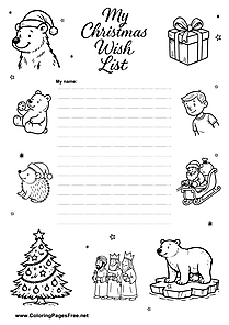 Wish List with Christmas Tree Design