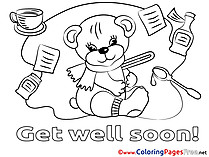 Bear Colouring Page Get well soon