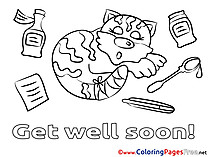 Cat Get well soon Coloring Pages download