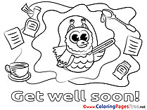 Owl Get well soon Coloring Sheets