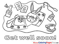 Rabbit free Colouring Page Get well soon