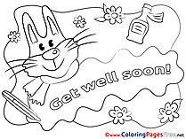 Rabbit Kids Get well soon Coloring Page