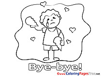 Boy Good bye Colouring Sheet free