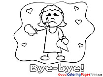 Girl for Kids Good bye Colouring Page