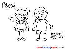 Kids Good bye Coloring Pages free